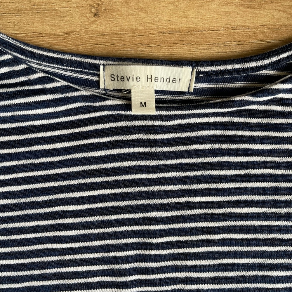 Stevie Hender - Navy and White Striped Top - Size M - Picture 7 of 9